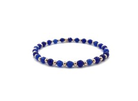 Armband Caren met rosé real gold plated balletjes en Lapis Lazuli