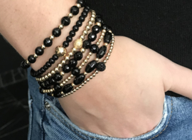 Armband Maxime met zwarte onyx edelsteen en real gold plated balletjes