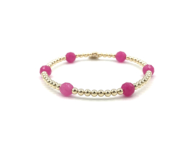 Armband Elena pink met real gold plated balletjes en chalcedoon edelsteen