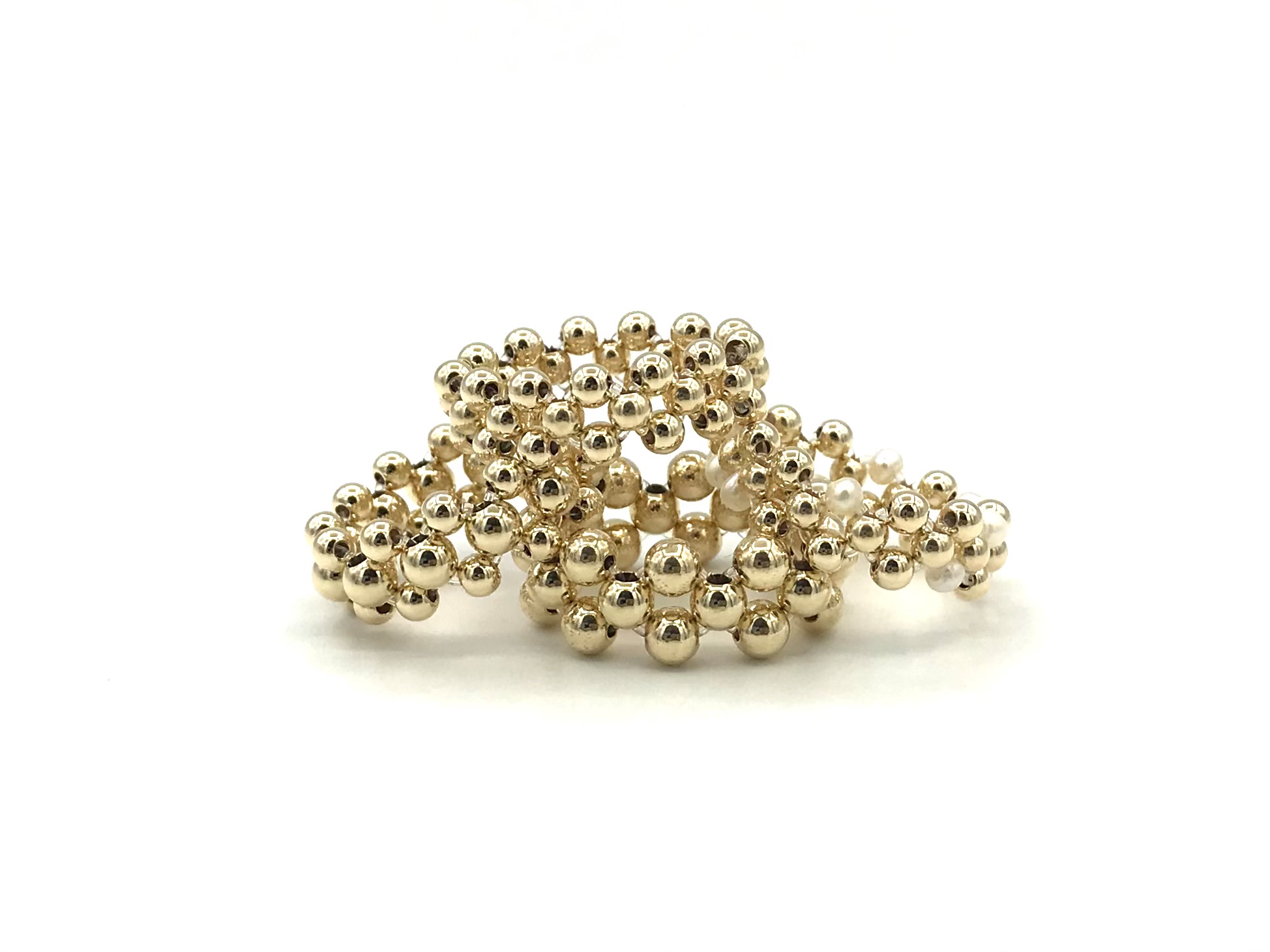 Stretch ring Zehra I met dubbele lagen real gold plated balletjes