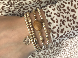 Armband Aaliyah met jasper edelsteen en real gold plated balletjes