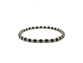 Armband Phileine met zwarte onyx edelsteen en real gold plated balletjes