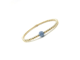Armband Sylvia blue met real gold plated balletjes en Swarovski crystal