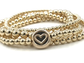 Armband Love big met real gold plated balletjes en hartjes munt