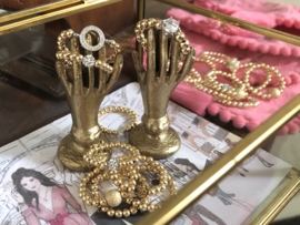 Stretch ring Sarah met real gold plated balletjes en 925 Sterling zilveren kroontje met Zirkonia