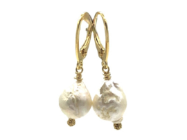 Oorbellen real gold plated met prachtige barok parel