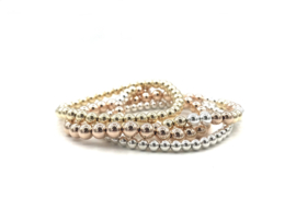 Armband Angela met 925 Sterling zilveren, real gold plated en rosé real gold plated balletjes