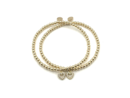 Armband Lilla met real gold plated balletjes en hartje met zirkonia