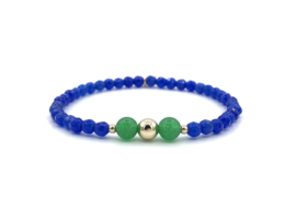 Armband Lana met facet geslepen lapis lazuli en groene jade edelsteen