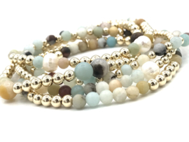 Armband Salma met amazoniet en real gold plated balletjes