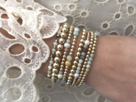 Armband Isra met amazoniet en real gold plated balletjes