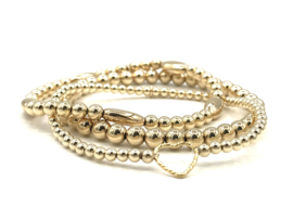 Armband Olivia sparkle met hartje en real gold plated balletjes