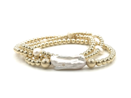 Armband Risa met biwa parel en real gold plated balletjes