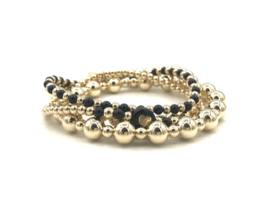 Armband Phileine met zwarte onyx edelsteen en real gold plated balletjes