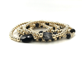 Armband Silver Night met Swarovski crystal en real gold plated balletjes