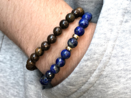 Heren armband Noah met lapis lazuli edelsteen en real gold plated spacers