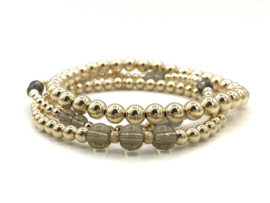 Armband Fem met real gold plated balletjes en rookkwarts edelsteen