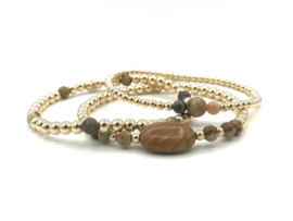 Armband Aaliyah met jasper edelsteen en real gold plated balletjes