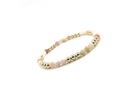 Armband Marjolein met real gold plated bolletjes en facet geslepen agaat edelsteen