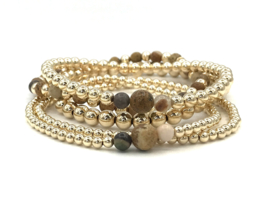 Armband Fayenne met jasper en real gold plated balletjes