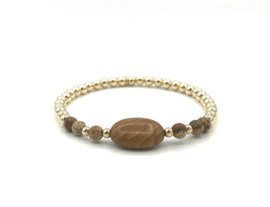 Armband Aaliyah met jasper edelsteen en real gold plated balletjes