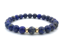 Heren armband Noah met lapis lazuli edelsteen en real gold plated spacers