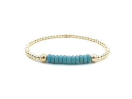 Armband Mette met turquoise edelsteen en real gold plated balletjes