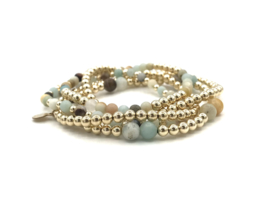 Armband Amelie met amazoniet en real gold plated balletjes