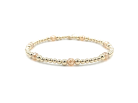 Armband Lou met real gold plated balletjes en champagne kleurige kwarts