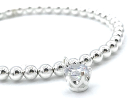 Armband Mara met Sterling zilveren balletjes en Zirkonia bedel