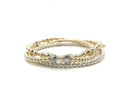 Armband noortje met real gold plated en Sterling zilveren hartjes