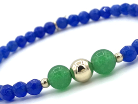 Armband Lana met facet geslepen lapis lazuli en groene jade edelsteen