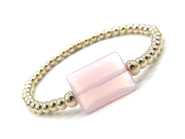 Armband Pinky big met real gold plated balletjes en roze opalite edelsteen