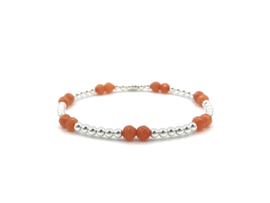 Armband Linde met Sterling zilveren balletjes en facet geslepen oranje jade