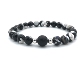 Heren armband Luca met onyx edelstenen en Sterling zilveren kralen