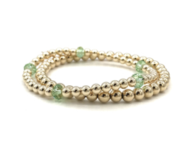 Armband Elynn met groen Swarovski crystal en real gold plated balletjes