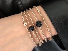 Armband Aya met rosé real gold plated balletjes en glitterbal