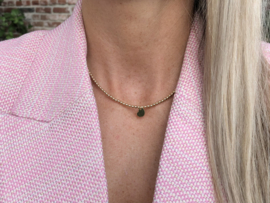 Ketting met hartje en 3 mm real gold plated balletjes