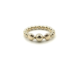 Stretch ring Leyla  met platte real gold plated balletjes