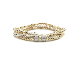 Armband noortje met real gold plated en Sterling zilveren hartjes