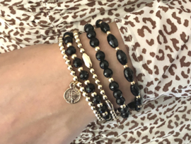 Armband lucky coin bedel met real gold plated balletjes