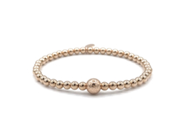 Armband Charlie met rosé real gold plated balletjes en glitterbal