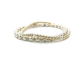 Armband Lara  met real gold plated balletjes en diamant geslepen zilveren balletjes