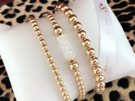 Armband Nour met real gold plated balletjes en Swarovski crystal