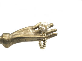 Stretch ring Layla met real gold plated balletjes en parelbolletje