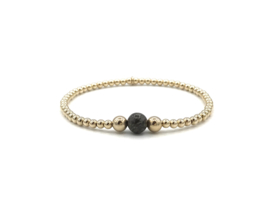 Armband Loes met real gold plated balletjes en bronzite edelsteen