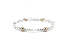 Armband Kiki met Sterling zilveren, real gold plated- en rosé real gold plated  balletjes