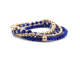 Armband Rossa met Lapis Lazuli edelsteen en rosé real gold plated glitterbal