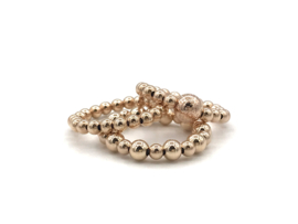 Stretch ring Marbette met glitterbal big en rosé real gold plated balletjes