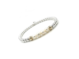 Armband Jaq met 925 Sterling zilveren balletjes en witte zoetwater parels